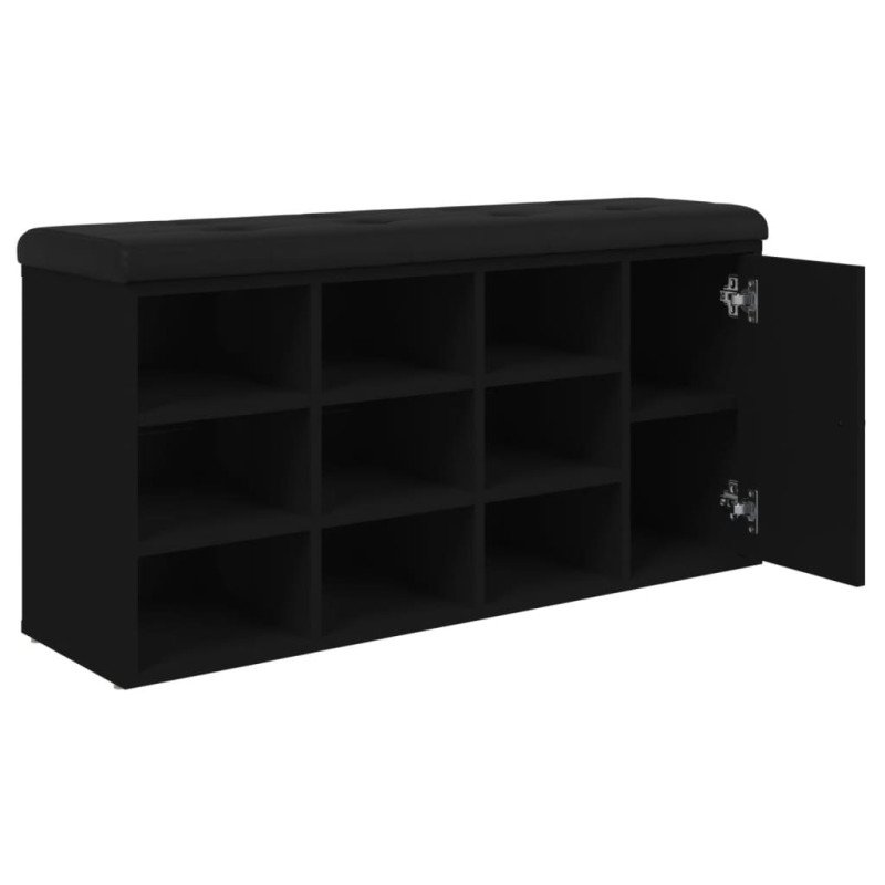 vidaXL Lavička na topánky čierna 102x32x50 cm kompozitné drevo