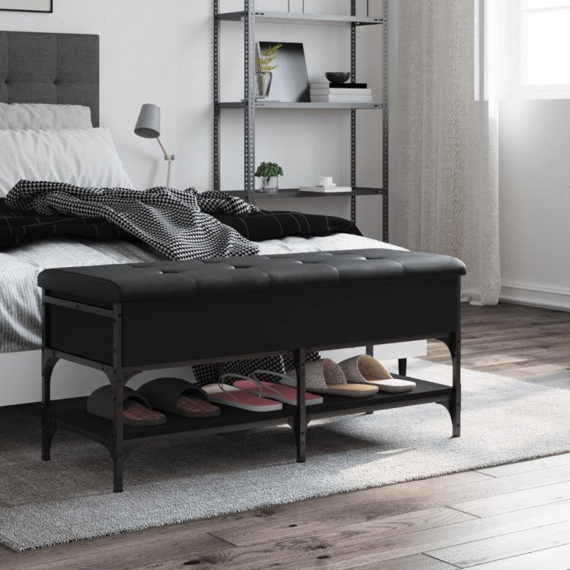 vidaXL Lavička na topánky čierna 102x42x45 cm kompozitné drevo