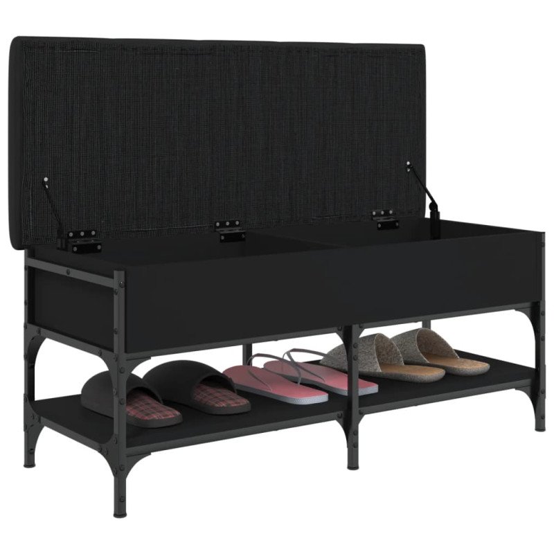 vidaXL Lavička na topánky čierna 102x42x45 cm kompozitné drevo