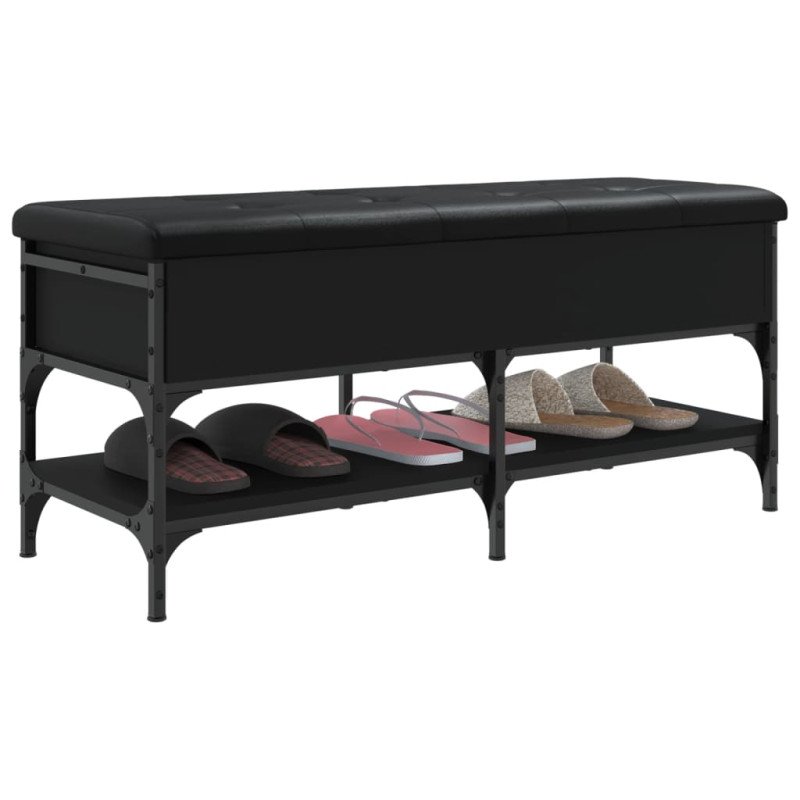 vidaXL Lavička na topánky čierna 102x42x45 cm kompozitné drevo