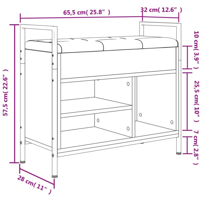 vidaXL Lavička na topánky sivá sonoma 65,5x32x57,5 cm kompozitné drevo