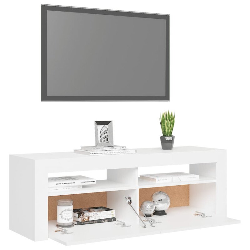vidaXL TV skrinka s LED svetlami biela 120x35x40 cm vidaXL TV skrinka s LED svetlami biela 120x35x40 cm