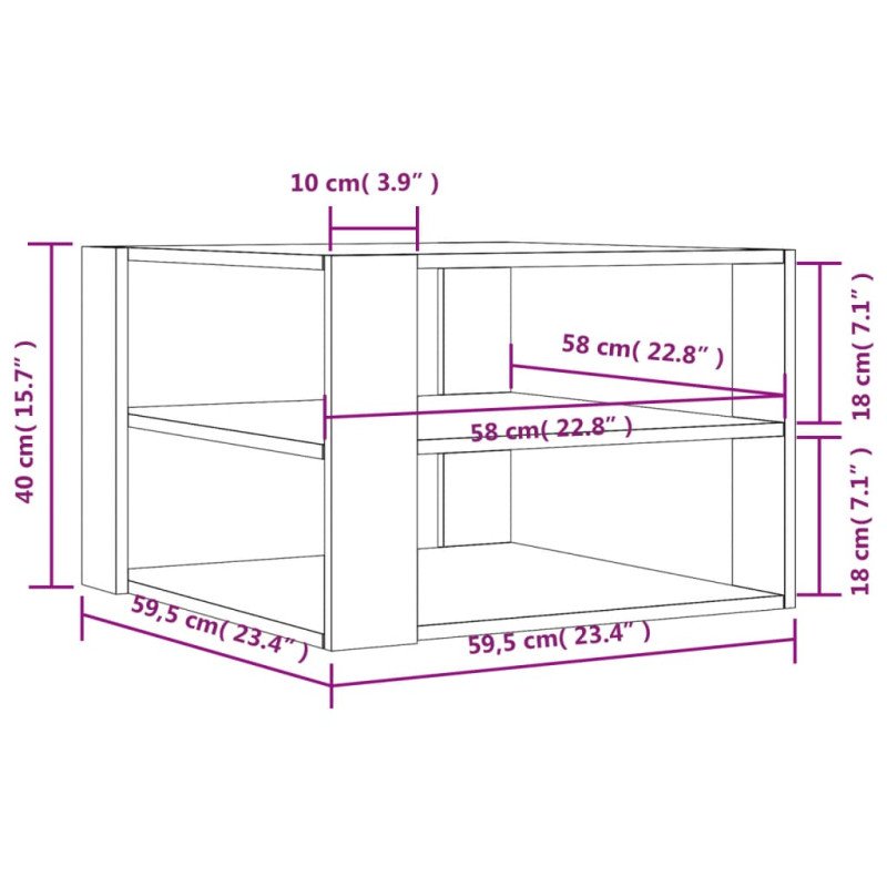 vidaXL Konferenčný stolík sivý sonoma 59,5x59,5x40 cm kompozitné drevo