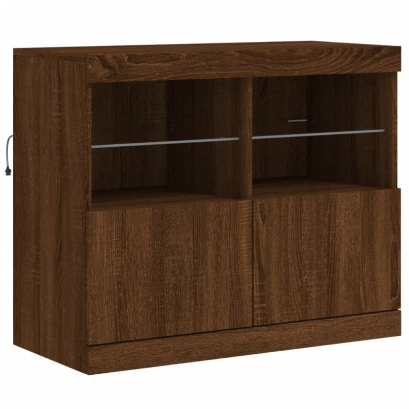 vidaXL Komoda s LED svetlami hnedý dub 163x37x67 cm