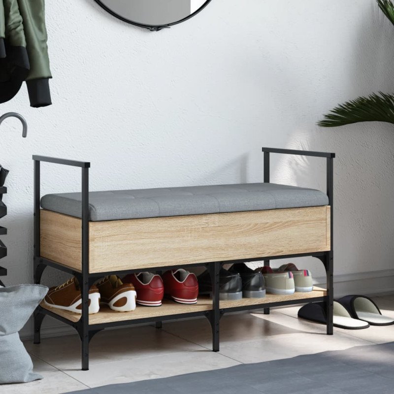 vidaXL Lavička na topánky dub sonoma 85,5x42x57,5 cm kompozitné drevo