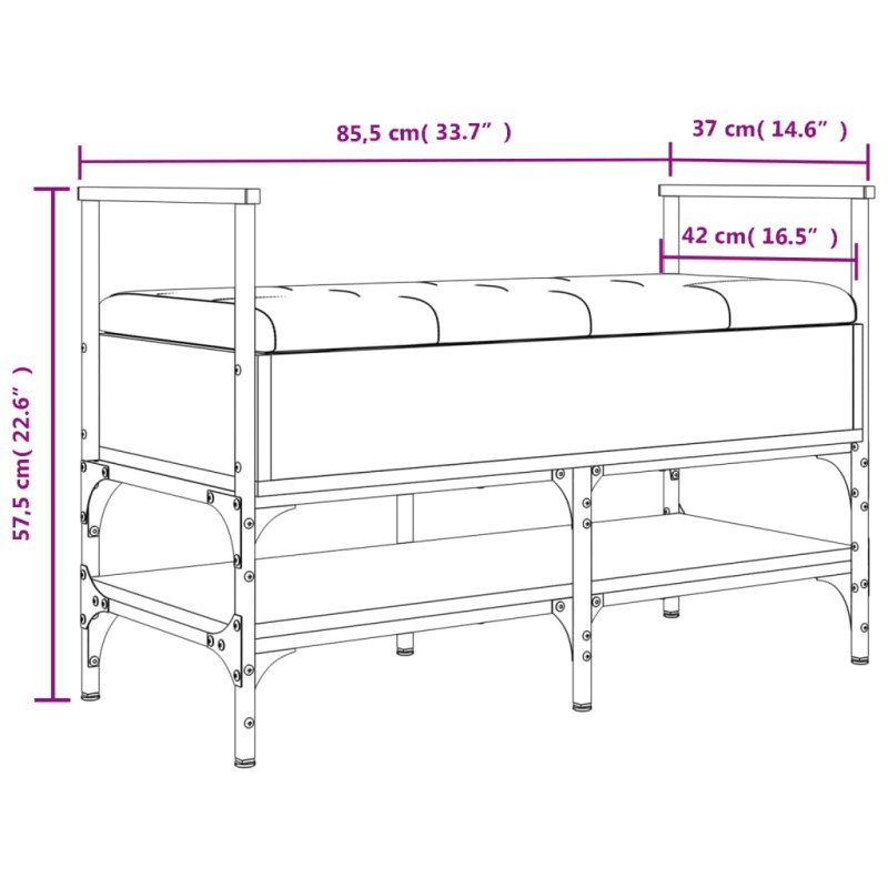 vidaXL Lavička na topánky dub sonoma 85,5x42x57,5 cm kompozitné drevo