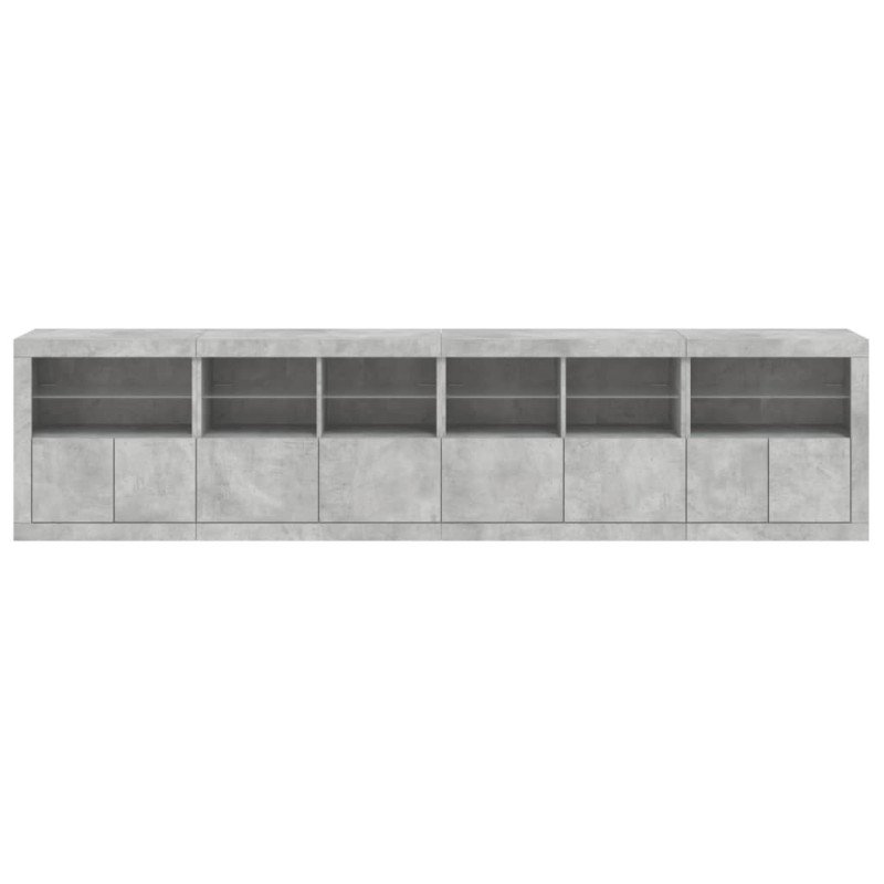 vidaXL Komoda s LED svetlami betónovo sivá 283x37x67 cm