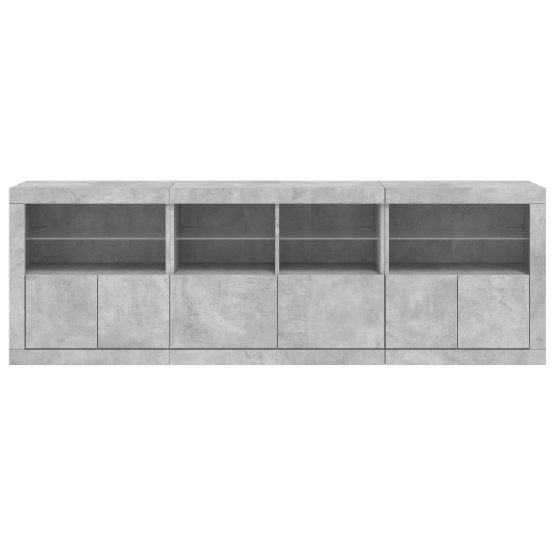 vidaXL Komoda s LED svetlami betónovo sivá 202x37x67 cm