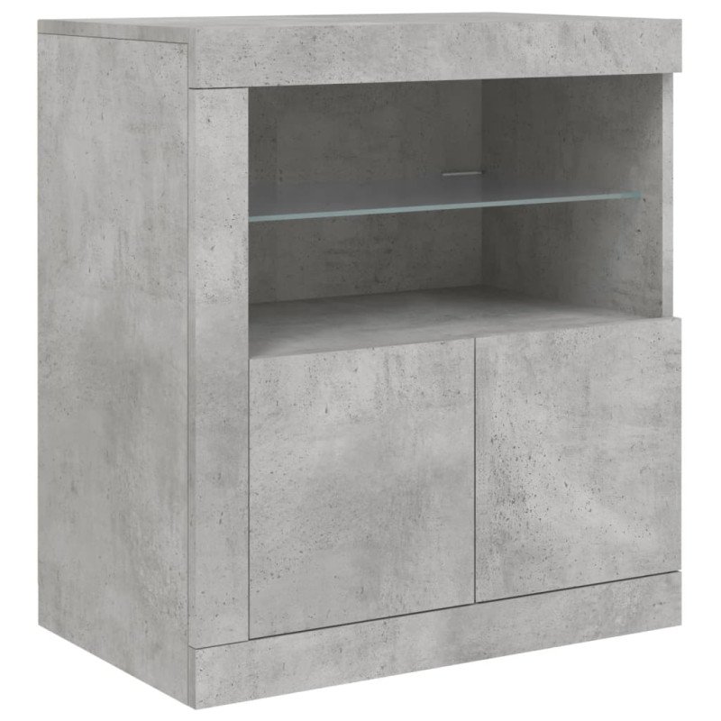vidaXL Komoda s LED svetlami betónovo sivá 202x37x67 cm