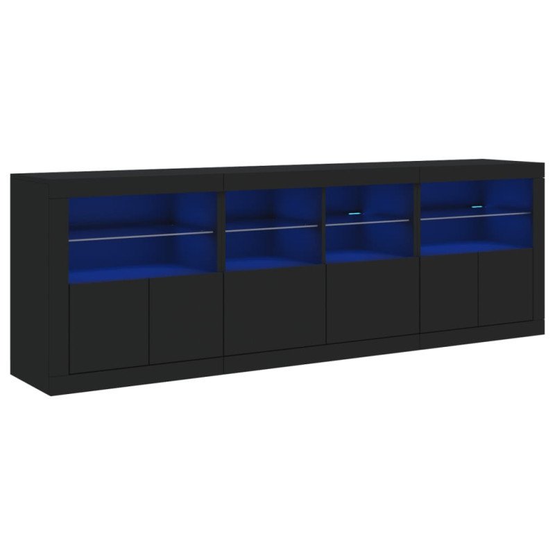 vidaXL Komoda s LED svetlami čierna 202x37x67 cm