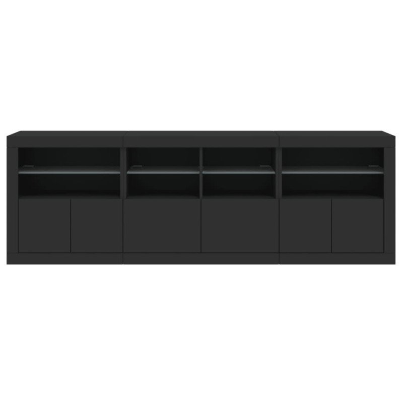 vidaXL Komoda s LED svetlami čierna 202x37x67 cm