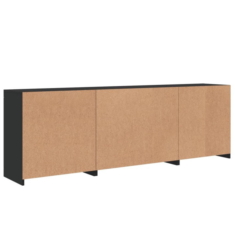 vidaXL Komoda s LED svetlami čierna 202x37x67 cm