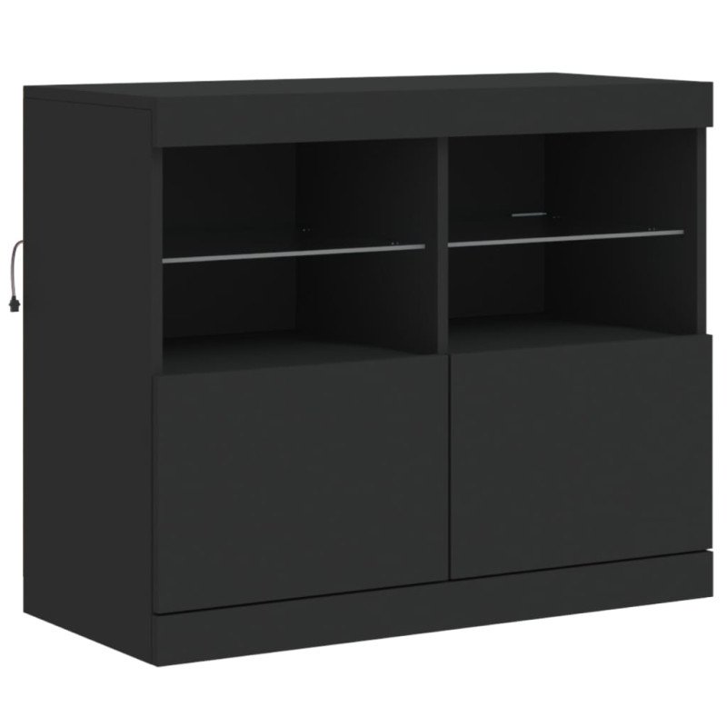 vidaXL Komoda s LED svetlami čierna 202x37x67 cm