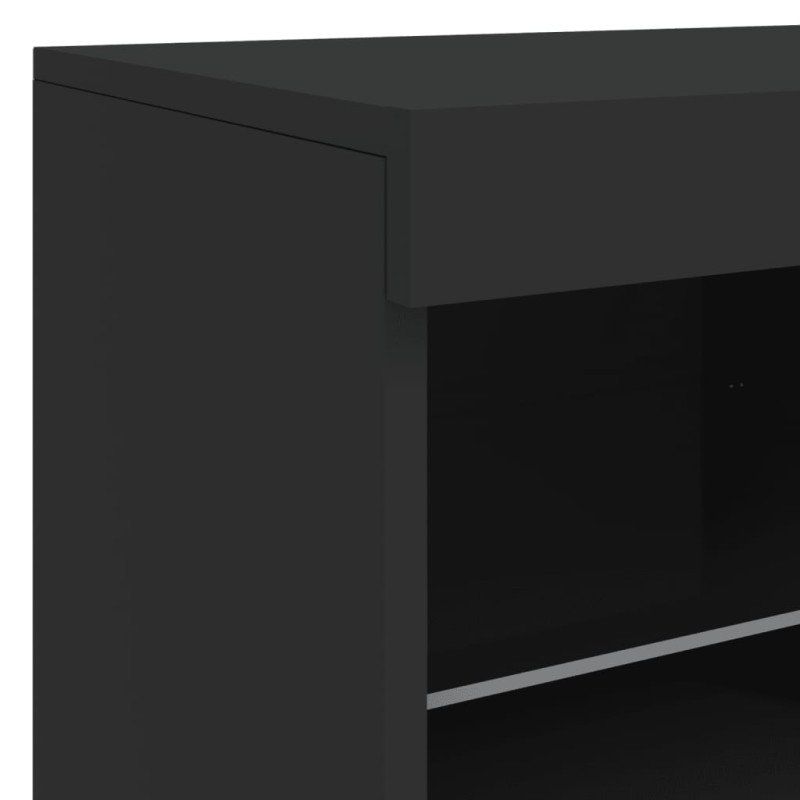 vidaXL Komoda s LED svetlami čierna 202x37x67 cm