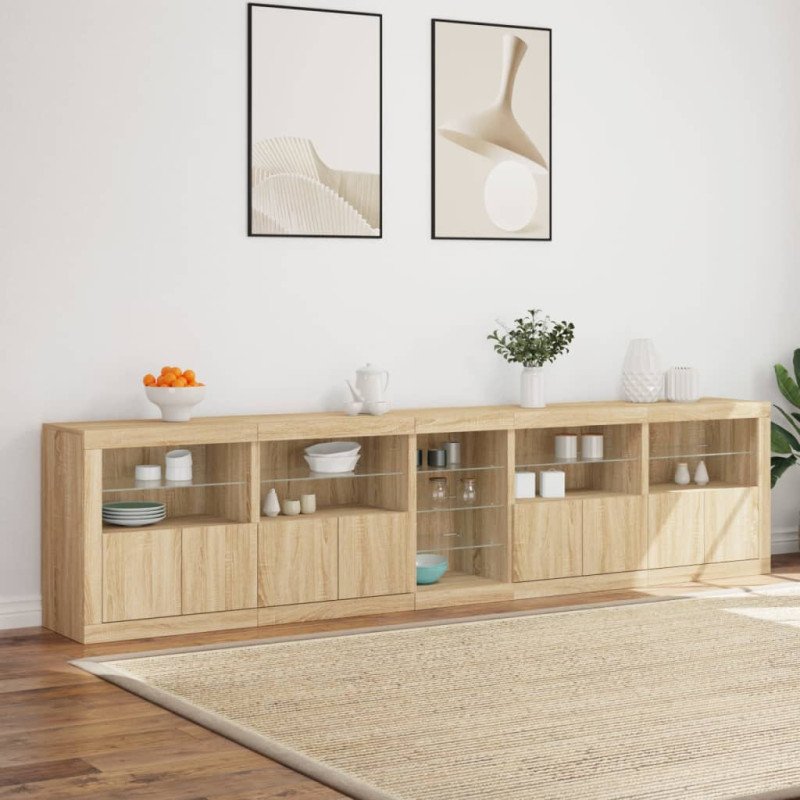 vidaXL Komoda s LED svetlami dub sonoma 283x37x67 cm