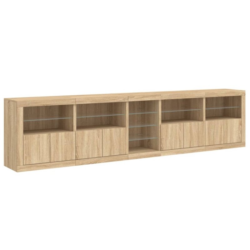 vidaXL Komoda s LED svetlami dub sonoma 283x37x67 cm
