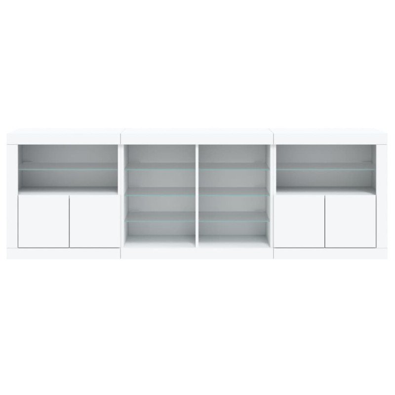 vidaXL Komoda s LED svetlami biela 202x37x67 cm