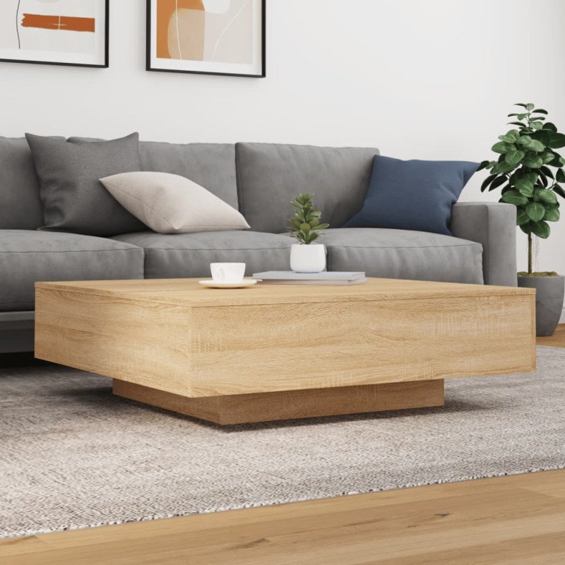vidaXL Konferenčný stolík s LED svetlami dub sonoma 100x100x31 cm