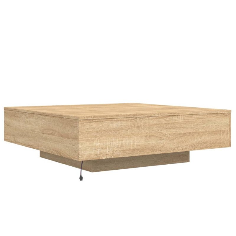 vidaXL Konferenčný stolík s LED svetlami dub sonoma 100x100x31 cm