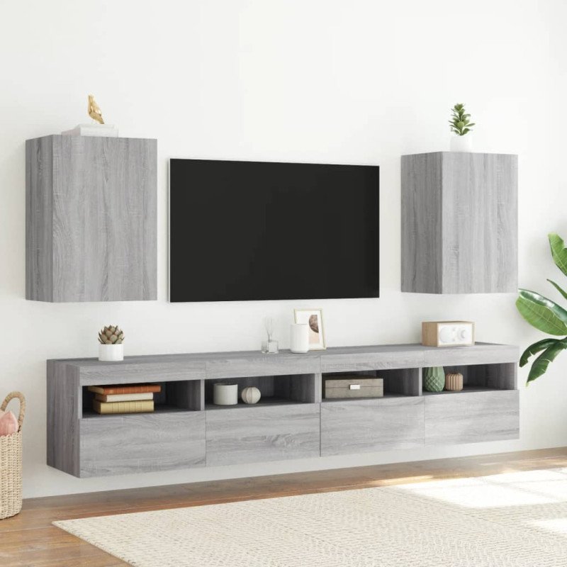 vidaXL TV nástenné skrinky 2 ks sivé sonoma 40,5x30x60cm kompoz. drevo