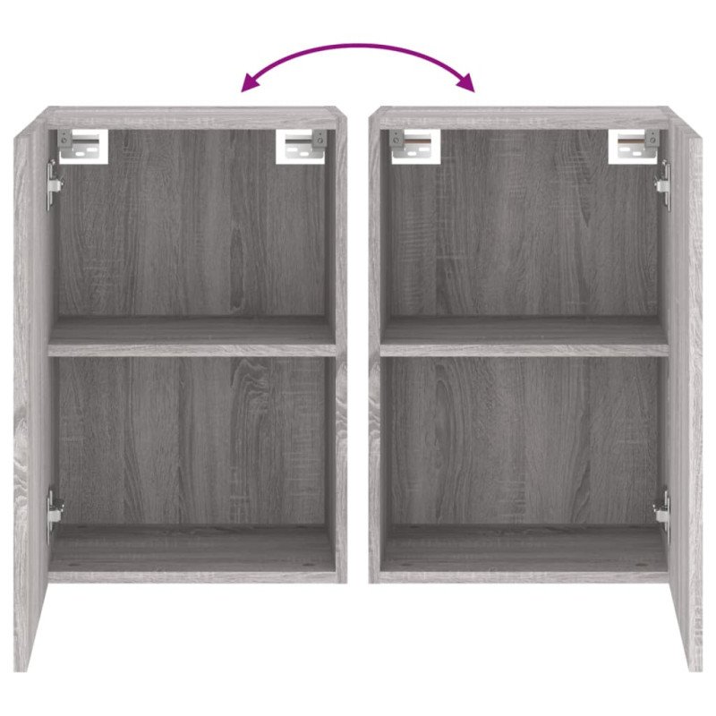 vidaXL TV nástenné skrinky 2 ks sivé sonoma 40,5x30x60cm kompoz. drevo