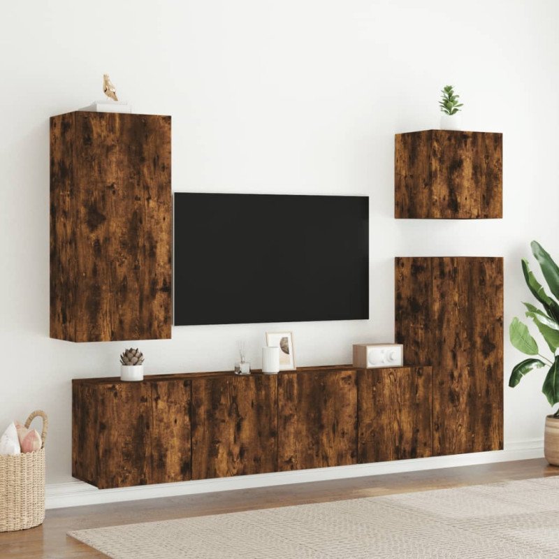 vidaXL TV nástenná skrinka dymový dub 40,5x30x90 cm kompozitné drevo