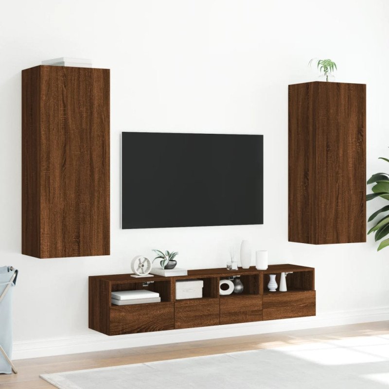 vidaXL TV nástenná skrinka hnedý dub 40,5x30x102 cm kompozitné drevo