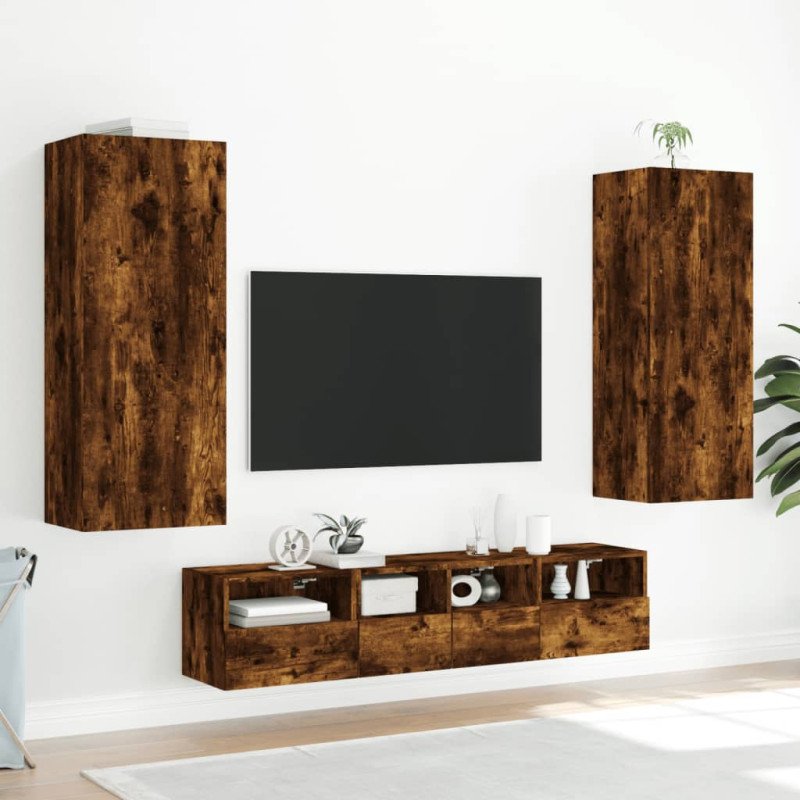 vidaXL TV nástenná skrinka dymový dub 40,5x30x102 cm kompozitné drevo