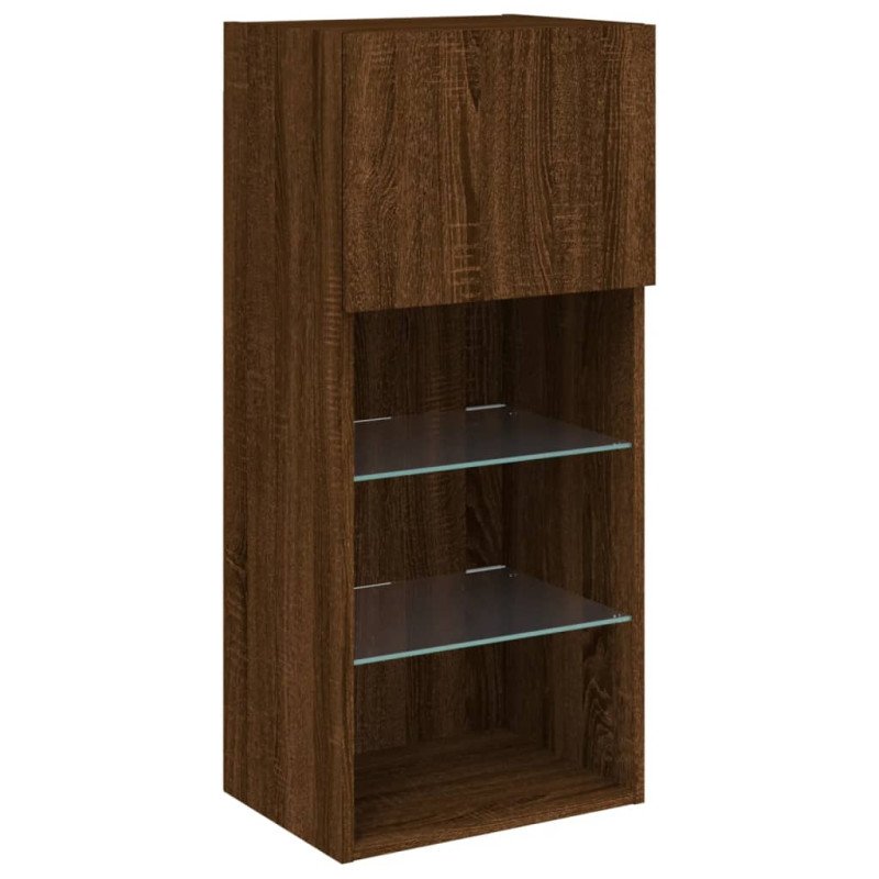 vidaXL TV skrinka s LED svetlami hnedý dub 40,5x30x90 cm