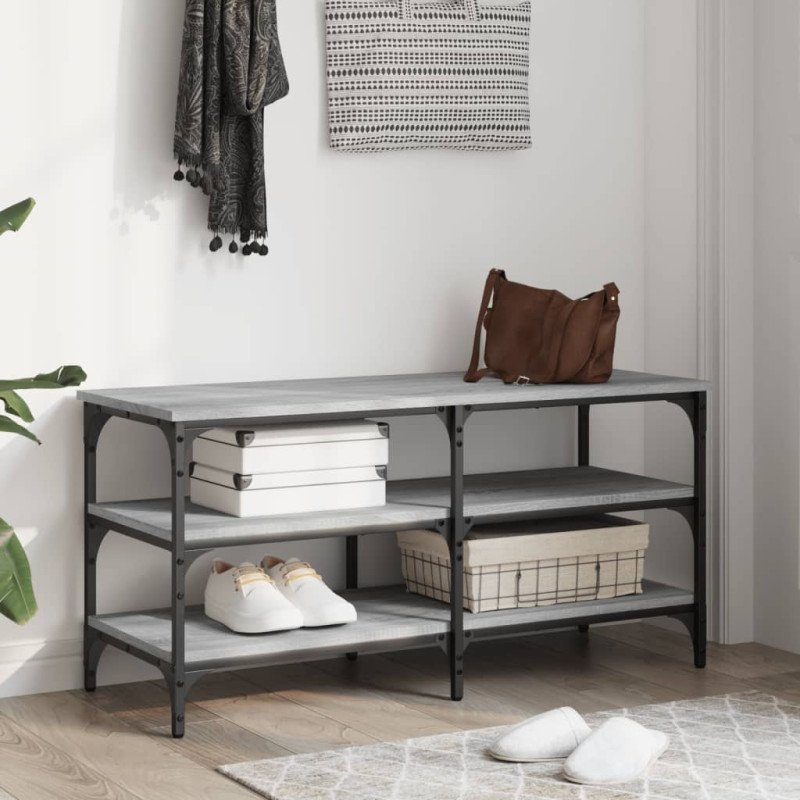 vidaXL Lavička na topánky sivá sonoma 100x38,5x49 cm kompozitné drevo