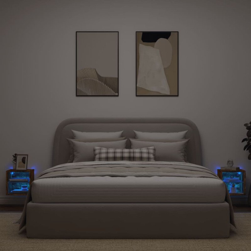 vidaXL TV nástenné skrinky s LED svetlami 2 ks dymový dub 30x28,5x30cm