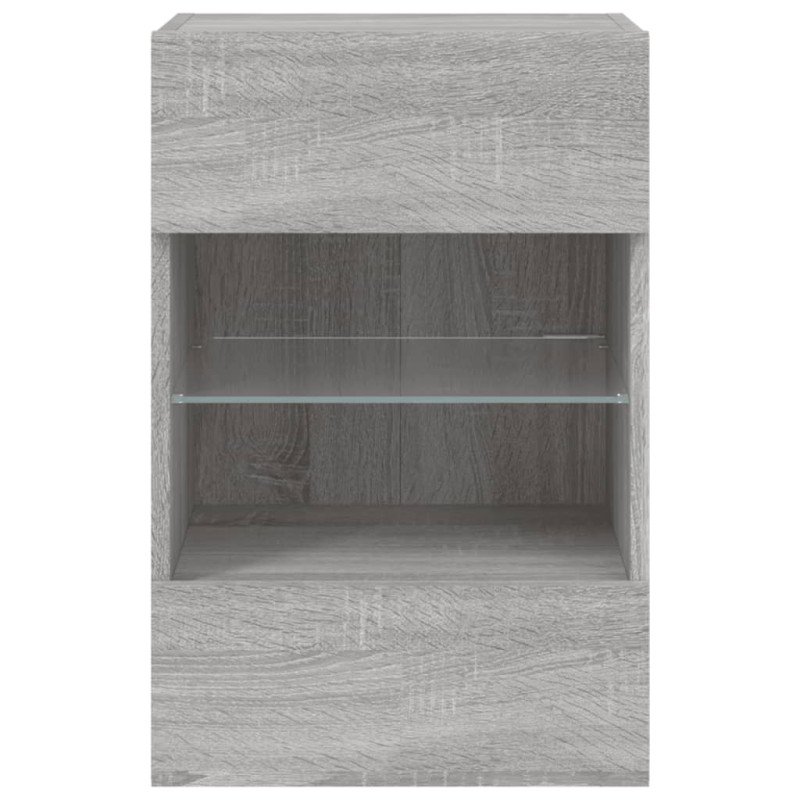 vidaXL TV nástenná skrinka s LED svetlami sivá sonoma 40x30x60,5 cm