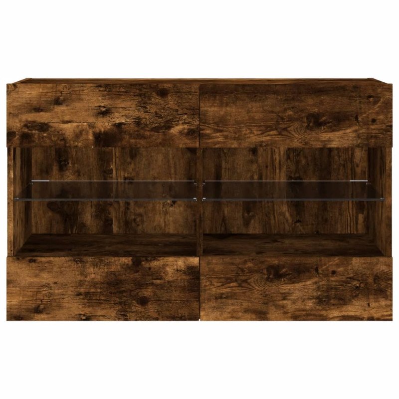 vidaXL TV nástenná skrinka s LED svetlami dymový dub 98,5x30x60,5 cm