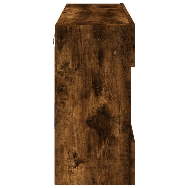 vidaXL TV nástenná skrinka s LED svetlami dymový dub 98,5x30x60,5 cm