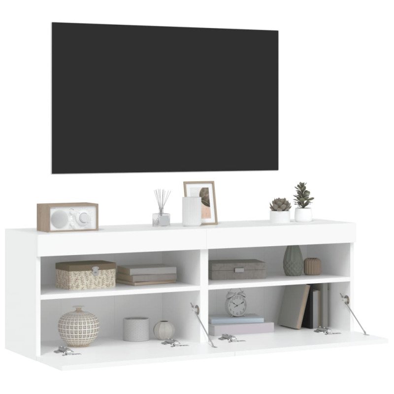 vidaXL TV nástenné skrinky s LED svetlami 2 ks biele 60x30x40 cm