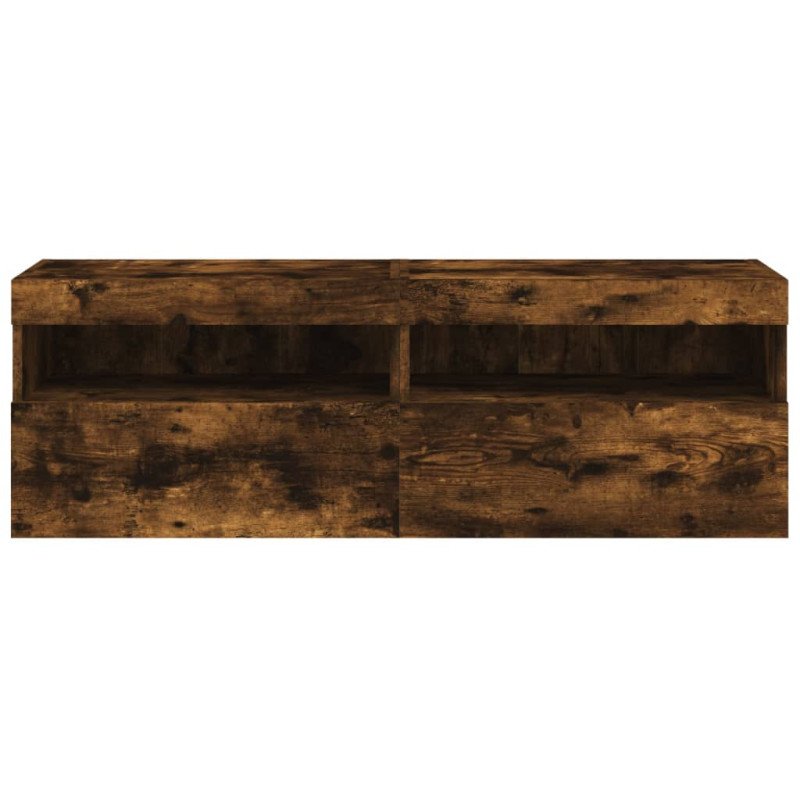 vidaXL TV nástenné skrinky s LED svetlami 2 ks dymový dub 60x30x40 cm