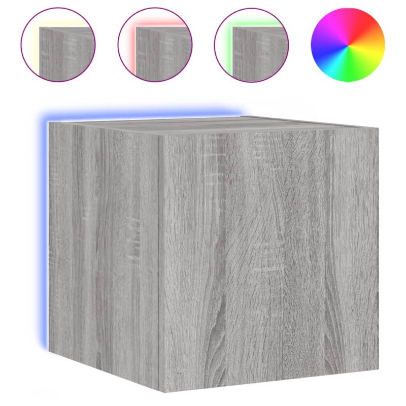 vidaXL TV nástenná skrinka s LED svetlami sivá sonoma 30,5x35x30 cm