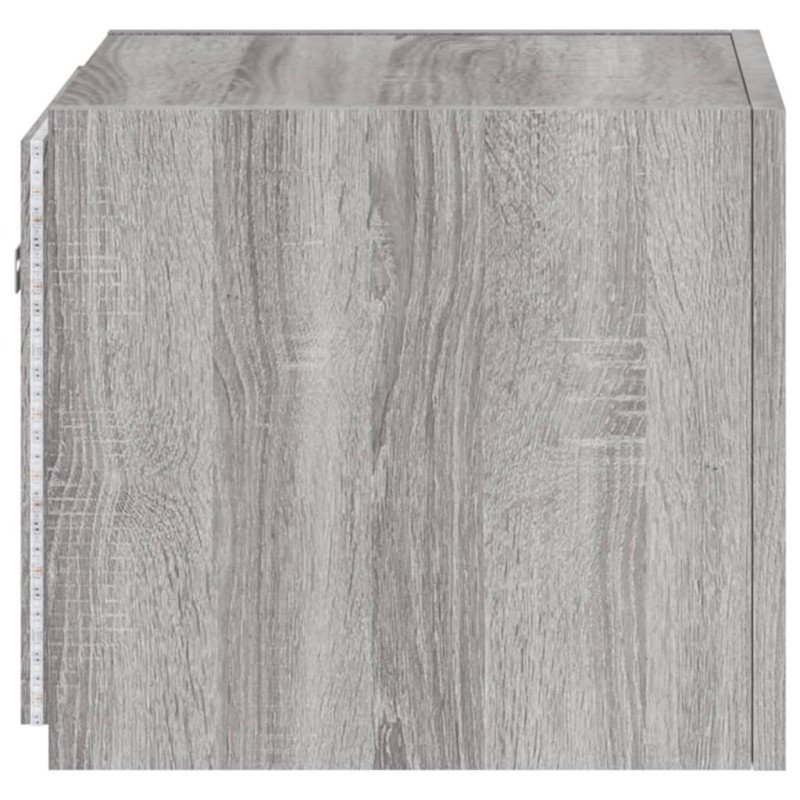 vidaXL TV nástenná skrinka s LED svetlami sivá sonoma 30,5x35x30 cm