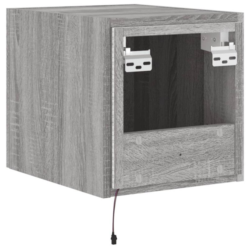 vidaXL TV nástenná skrinka s LED svetlami sivá sonoma 30,5x35x30 cm