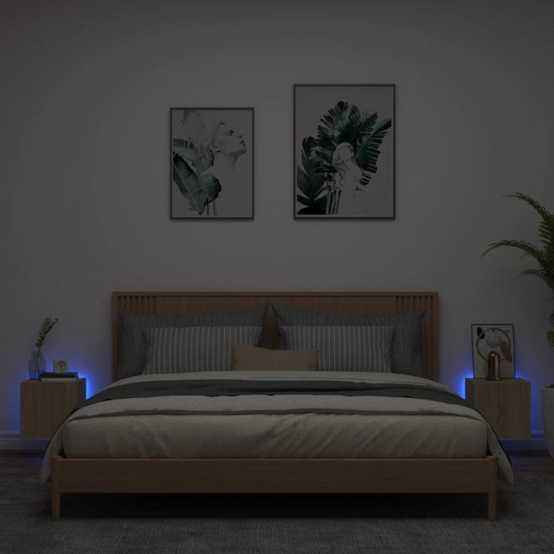 vidaXL TV nástenné skrinky s LED svetlami 2 ks dub sonoma 30,5x35x30cm