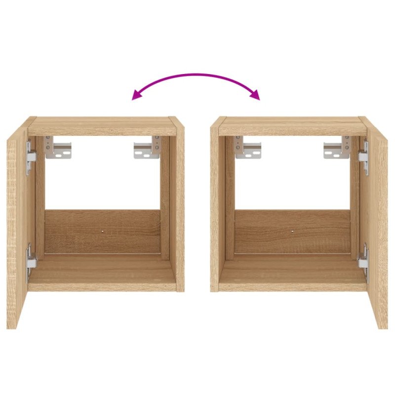 vidaXL TV nástenné skrinky s LED svetlami 2 ks dub sonoma 30,5x35x30cm