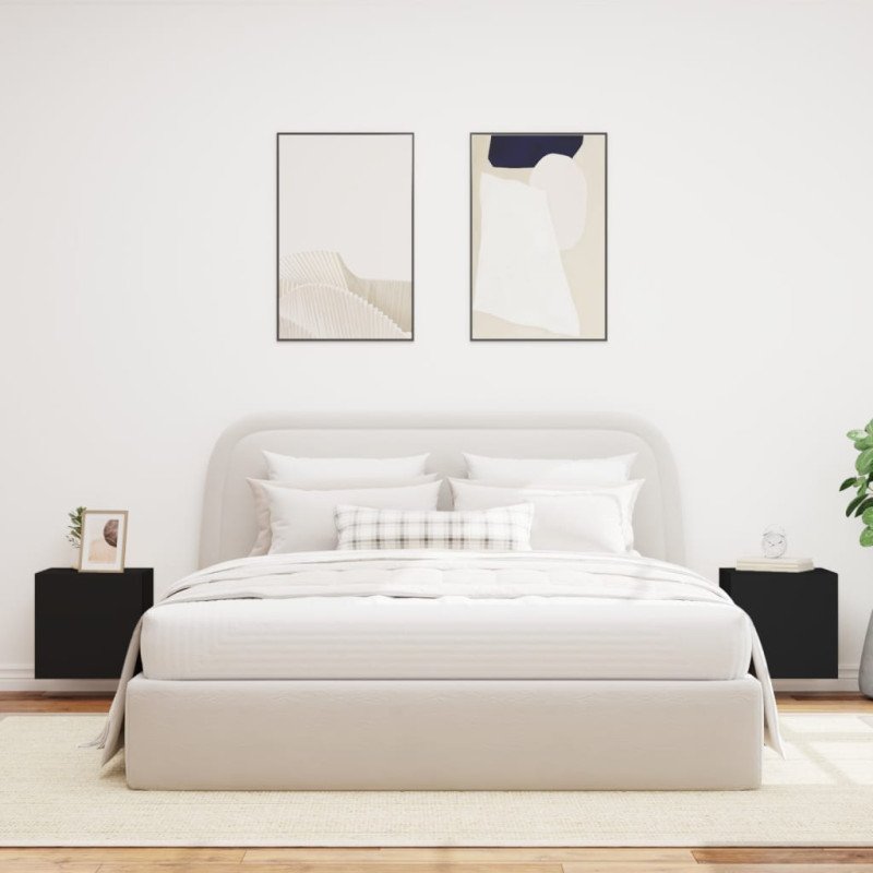 vidaXL TV nástenné skrinky s LED svetlami 2 ks čierne 40,5x35x40 cm