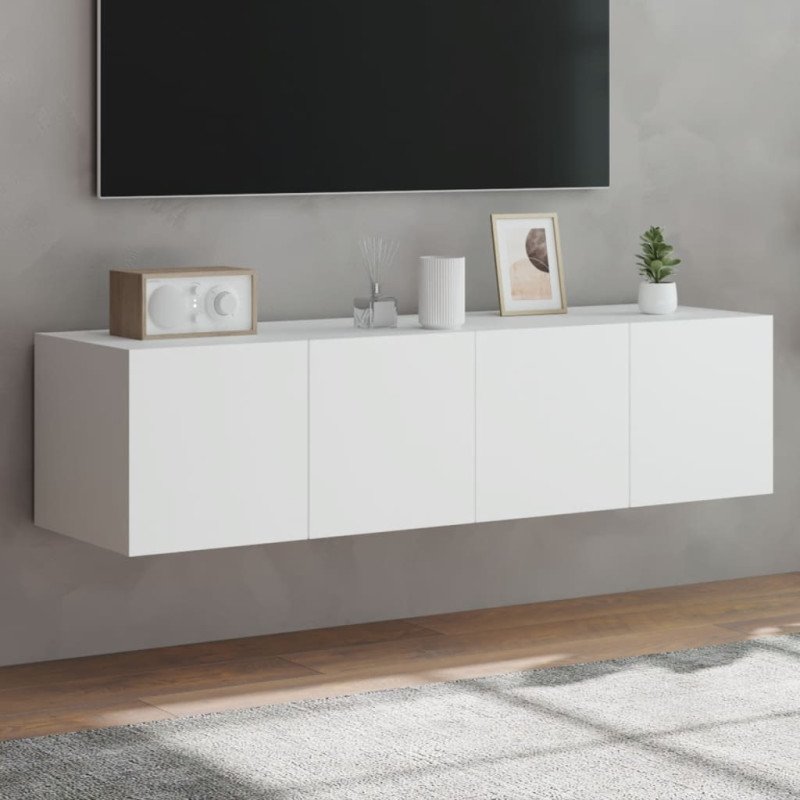vidaXL TV nástenné skrinky s LED svetlami 2 ks biele 60x35x31 cm