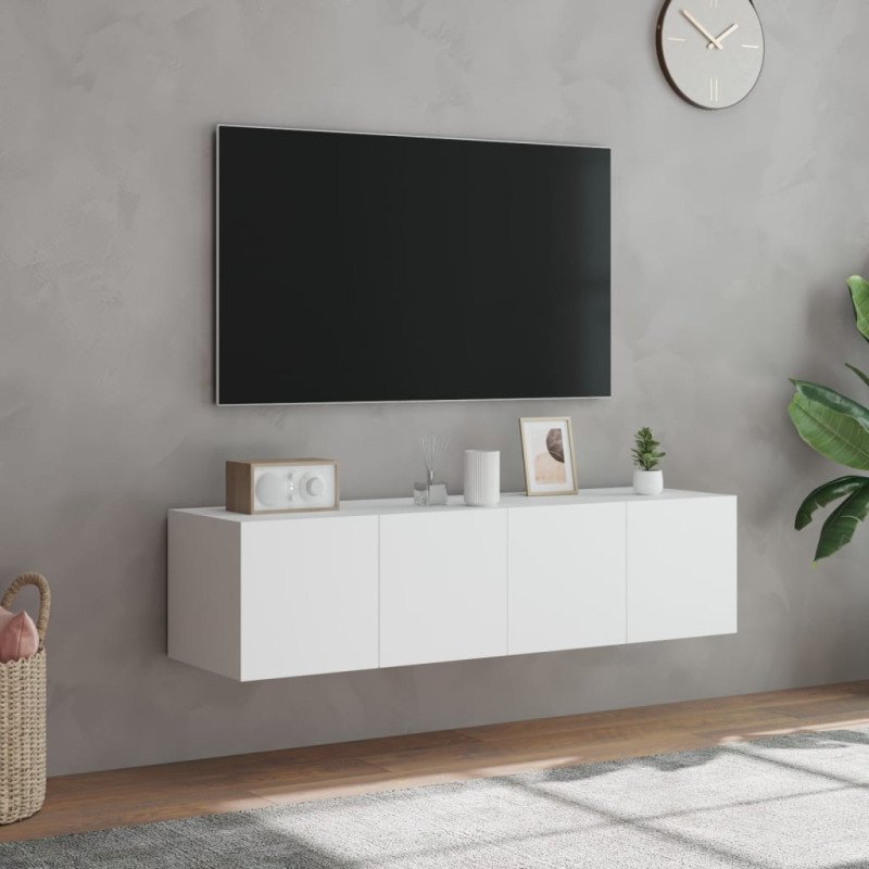 vidaXL TV nástenné skrinky s LED svetlami 2 ks biele 60x35x31 cm