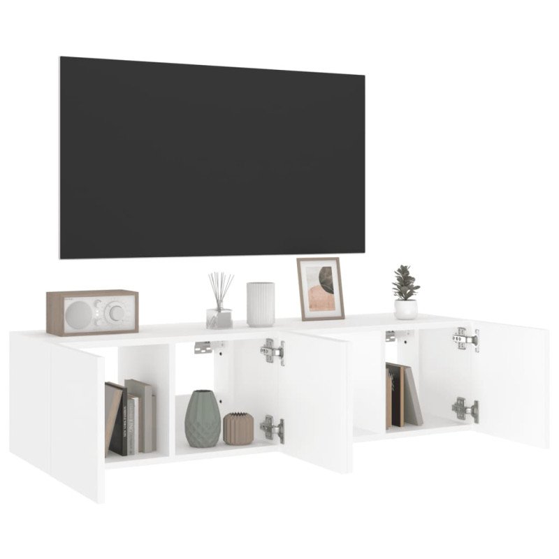 vidaXL TV nástenné skrinky s LED svetlami 2 ks biele 60x35x31 cm