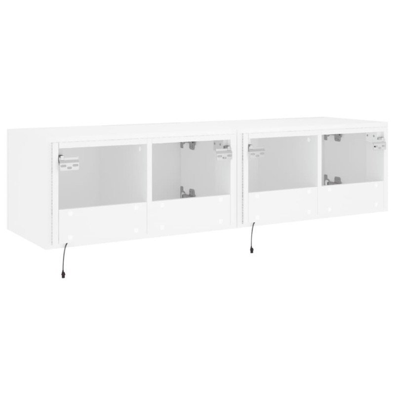 vidaXL TV nástenné skrinky s LED svetlami 2 ks biele 60x35x31 cm