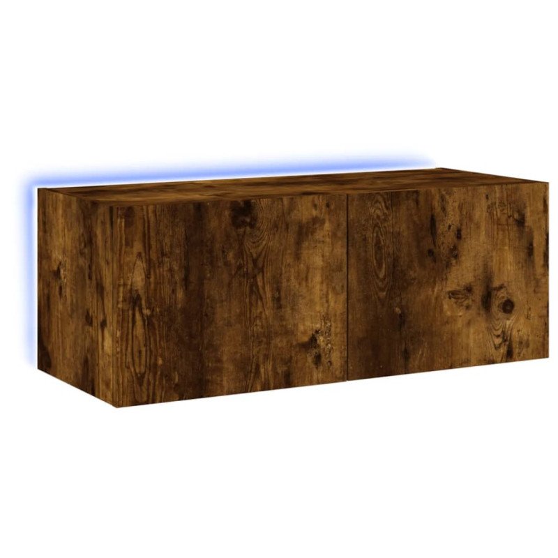 vidaXL TV nástenná skrinka s LED svetlami dymový dub 80x35x31 cm
