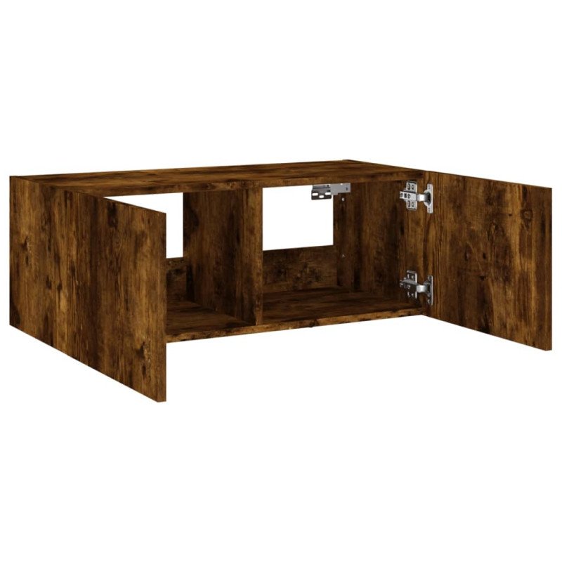 vidaXL TV nástenná skrinka s LED svetlami dymový dub 80x35x31 cm