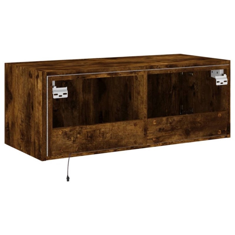 vidaXL TV nástenná skrinka s LED svetlami dymový dub 80x35x31 cm