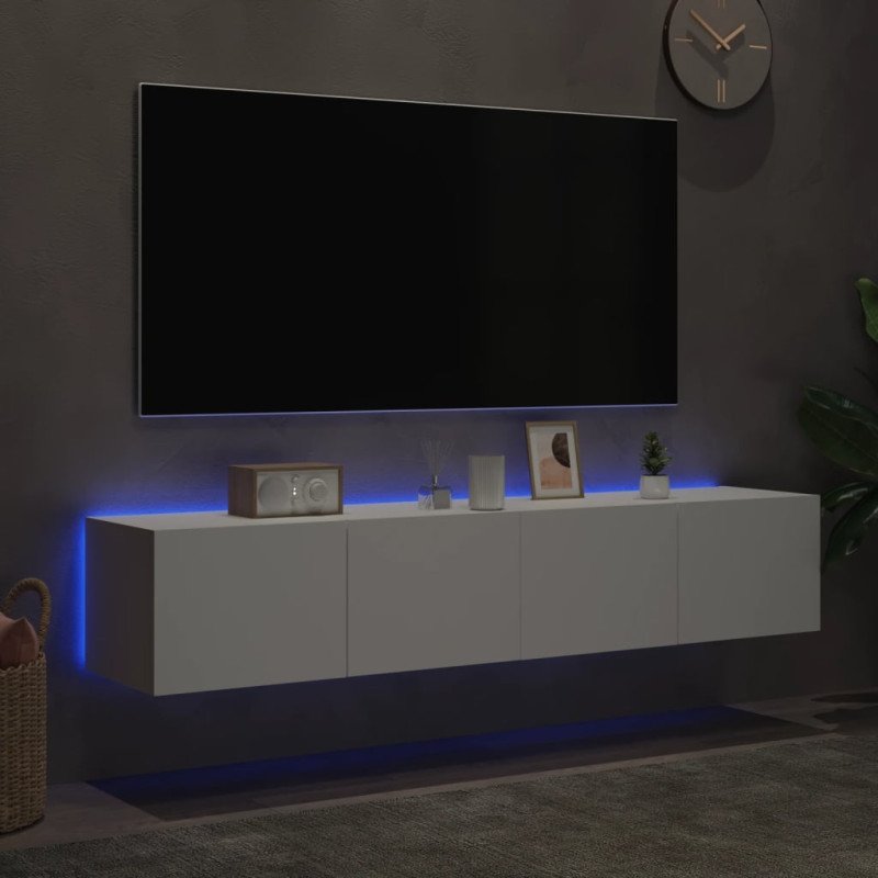 vidaXL TV nástenné skrinky s LED svetlami 2 ks biele 80x35x31 cm